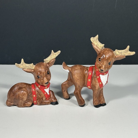 2 VTG KIMPLE CERAMIC MOLD CHRISTMAS REINDEER DEER FIGURINE HAND PAINTED QUILTED - Picture 14 of 14